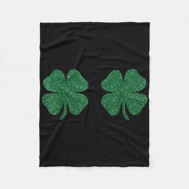 Shamrocks Bröst Irländska St Patricks Day Clover F Fleecefilt (Framsidan)