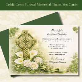 Shamrocks Catholic Irish Celtic Cross Condolence  Tack Kort