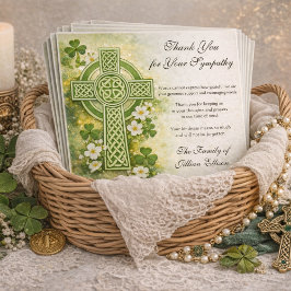Shamrocks Catholic Irish Celtic Cross Condolence Tack Kort