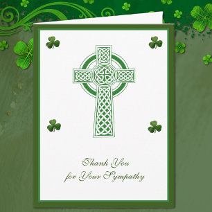 Shamrocks Catholic Irish Celtic Kor Condolence Tack Kort