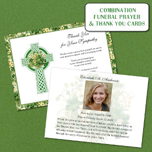 Shamrocks Catholic Irish Celtic Kor Condolence Tack Kort