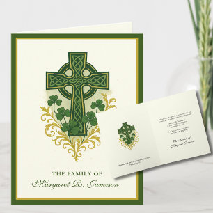 Shamrocks Catholic Irish Celtic Kor Condolence Tack Kort