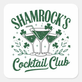 Shamrocks Cocktail Klubb Fyrkantigt Klistermärke