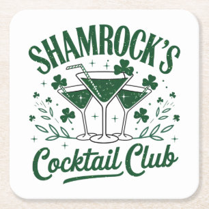 Shamrocks Cocktail Klubb Underlägg Papper Kvadrat