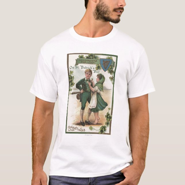 Shamrocks för tur t-shirt (Framsida)