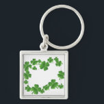 Shamrocks Fyrkantig Silverfärgad Nyckelring<br><div class="desc"></div>