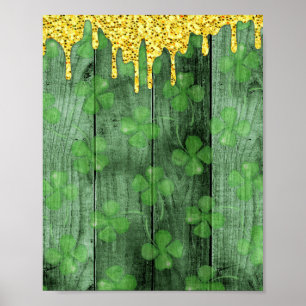 Shamrocks Glitter Guld-drivrutiner på St. Patrick- Poster