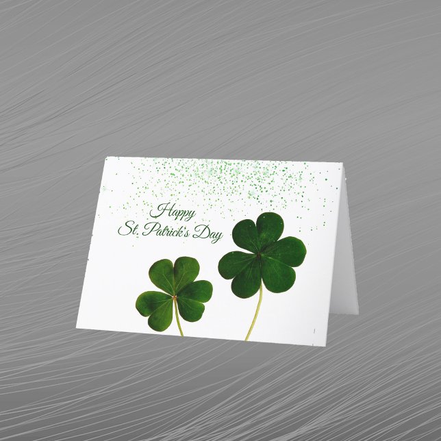 Shamrocks Grön Konfetti St Patricks Day Helgkort (Skapare uppladdad)