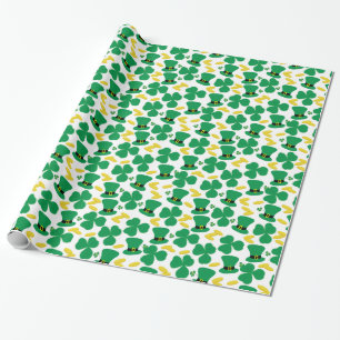 Shamrocks Guld Mynt Leprechaun Hat Mönster Presentpapper