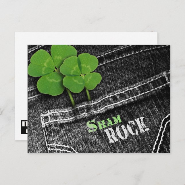Shamrocks i svarta jeans ficka St. Patrick's Day  Vykort (Fram/baksida)