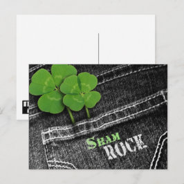 Shamrocks i svarta jeans ficka St. Patrick's Day Vykort