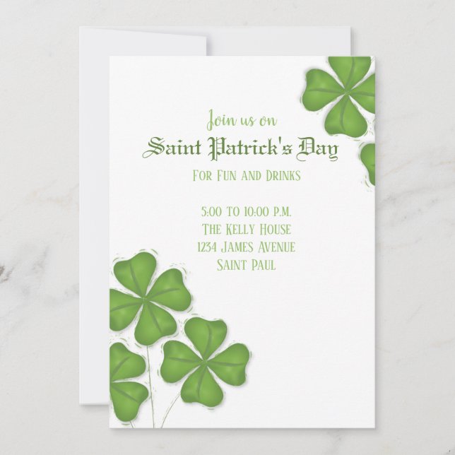 Shamrocks inbjudan (Framsida)