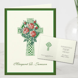 Shamrocks Irish Celtic Kor Röd ros Condolence Tack Kort