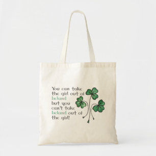 Shamrocks Irish Girl Quote Budget Tote Bag Tygkasse