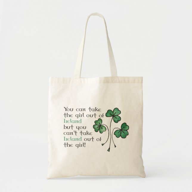 Shamrocks Irish Girl Quote Budget Tote Bag Tygkasse (Framsidan)
