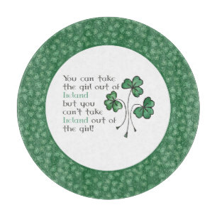 Shamrocks Irish Girl Quote Glass Caking Board