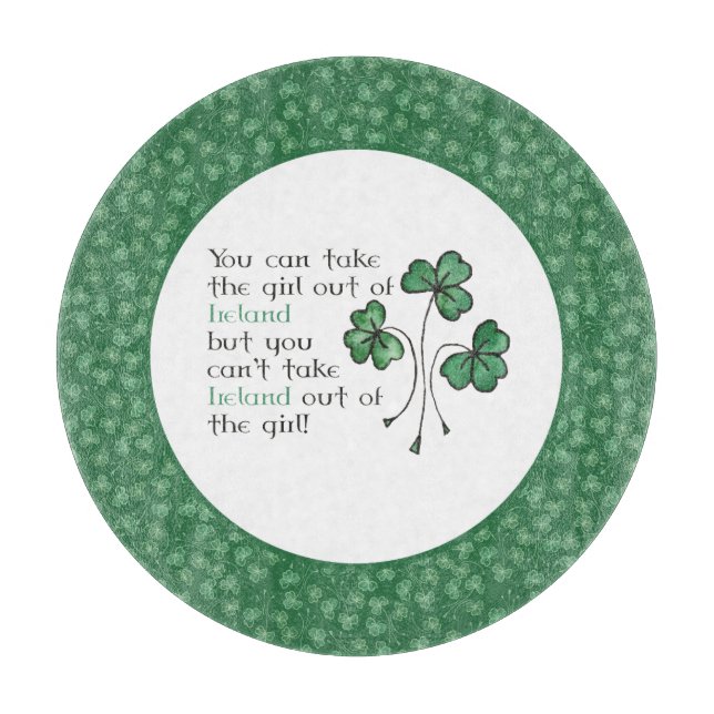 Shamrocks Irish Girl Quote Glass Caking Board (Framsidan)