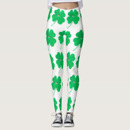Shamrocks Irish Grönt St. Patricks Day White Leggings