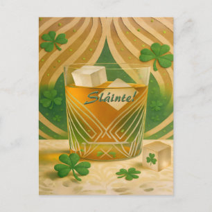 Shamrocks Irländsk Whiskey Tumbler "Sláinte!" Vykort