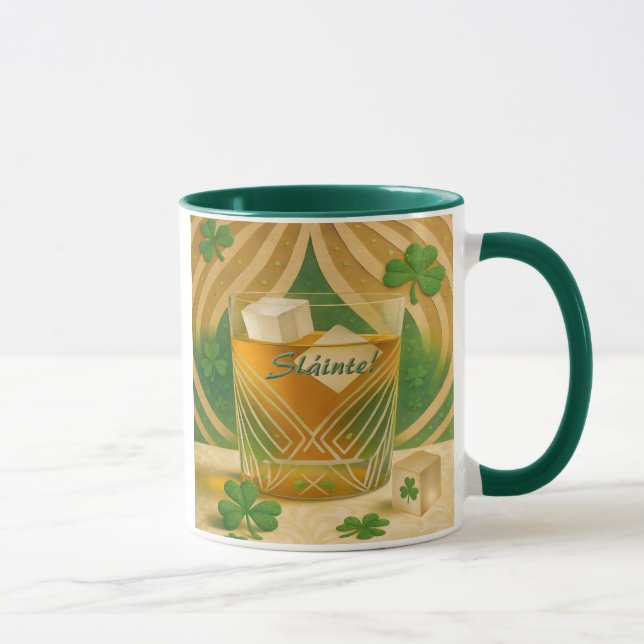 Shamrocks Irländsk Whiskeybägare "Sláinte!" Mugg (Höger)