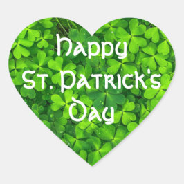 Shamrocks Klöver Lämnar Roligten St. Patrick Day Hjärtformat Klistermärke