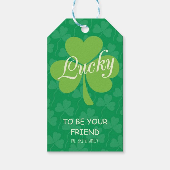 Shamrocks Lucky Friend St. Patrick's Day Presentetikett (Framsidan)