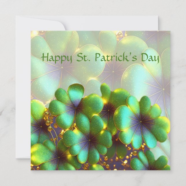 Shamrocks med guld accents, St. Patrick's Day Julkort (Framsida)