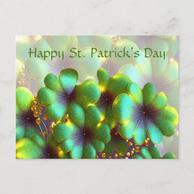 Shamrocks med guld accents, St. Patrick's Day Vykort (Framsida)