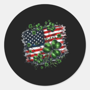 Shamrocks och amerikansk Flagga St patricks day Runt Klistermärke