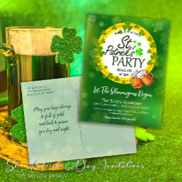 Shamrocks och Beer St. Patrick's Day-inbjudan Inbjudan Vykort
