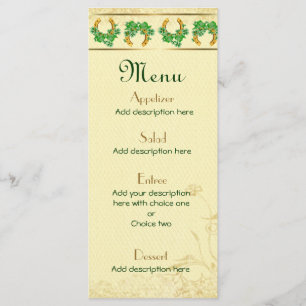 Shamrocks och Guld Irish Bröllop Menu Meny