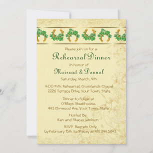 Shamrocks och Guld Irish Rehearsal Dinner Inbjudningar