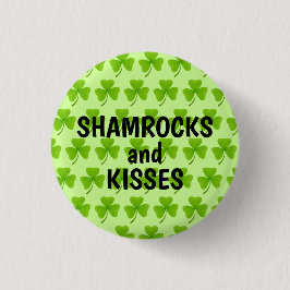 Shamrocks och Kisses Grönt Shamrock Mönster Knapp