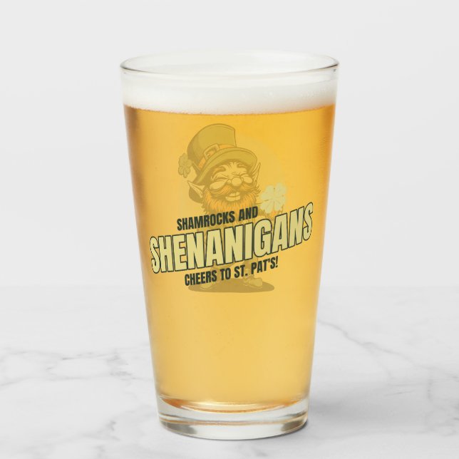 Shamrocks och Shenanigans St. Patrick's Day Pint Glaskopp (Framsida fylld)