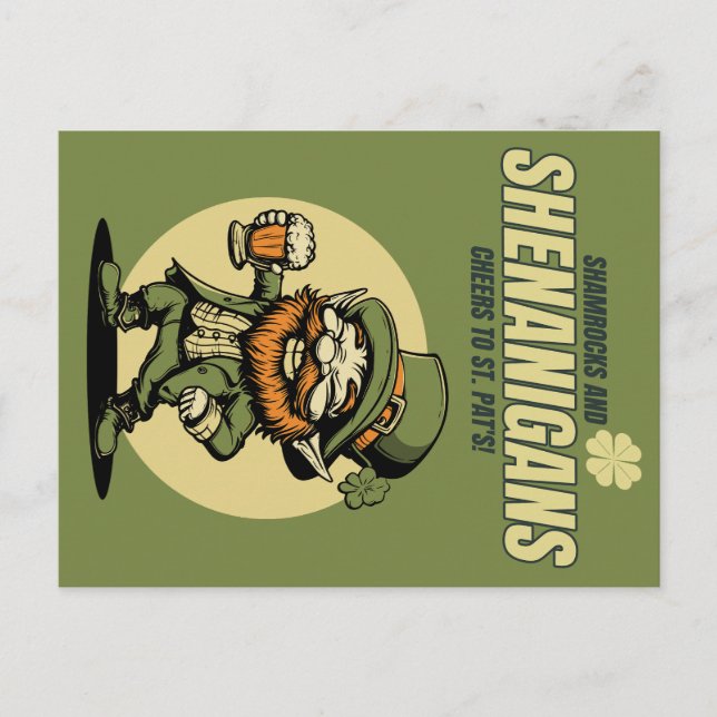Shamrocks och Shenanigans St. Patricks Day Vykort (Framsida)
