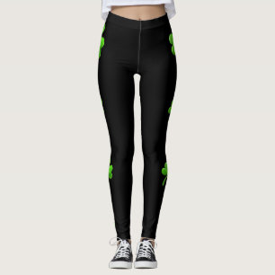 Shamrocks på svart damasker leggings