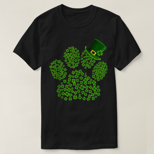 Shamrocks Paw Print Funny Cute Hund Cat Lover St P T Shirt (Design framsida)