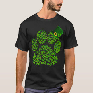 Shamrocks Paw Print Funny Cute Hund Cat Lover St P T Shirt