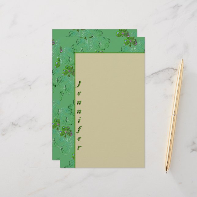 Shamrocks Personal Stationery Brevpapper (Fram/Back In Situ)