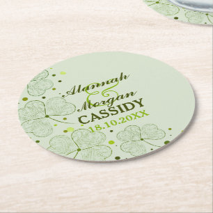 Shamrocks Polka dots Irish Bröllop Papper Underläg Underlägg Papper Rund