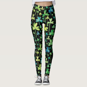Shamrocks St. Patricks dag gröna svarta Leggings