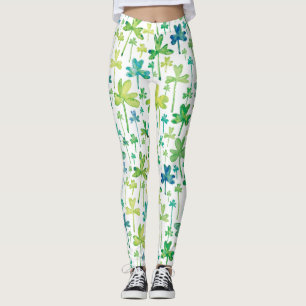 Shamrocks St. Patrick's Day Gröna Vita Leggings