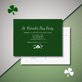 Shamrocks St. Patrick's Day Party Lucky Green Inbjudan Vykort