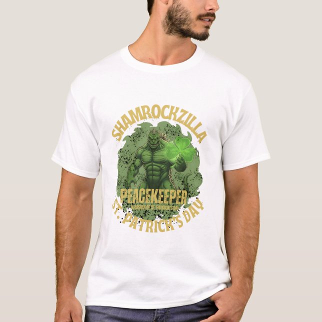 Shamrockzilla Fredsbevarare: St. Patricks Dag Kaij T Shirt (Framsida)