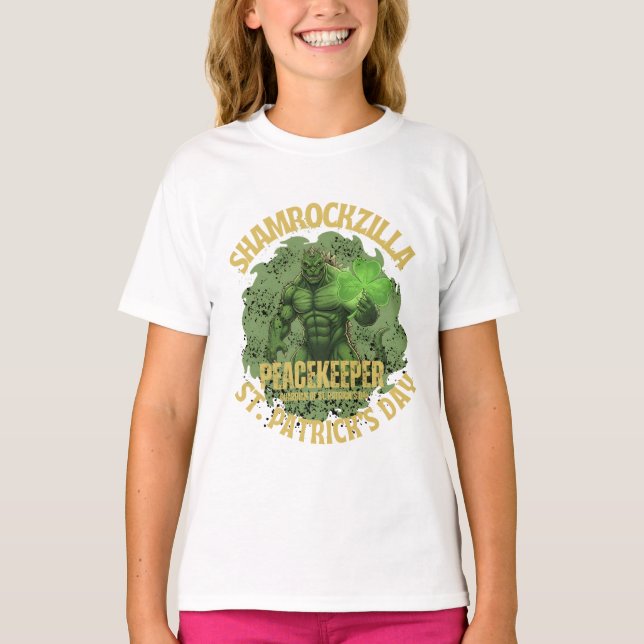Shamrockzilla Fredsbevarare: St. Patricks Dag Kaij T Shirt (Framsida)