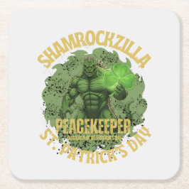 Shamrockzilla Peacekeeper: St. Patrick’s Day Kaiju Underlägg Papper Kvadrat
