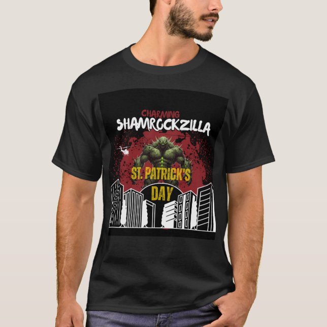 Shamrockzilla: St. Patricks Day Kaiju-odjuret T Shirt (Framsida)