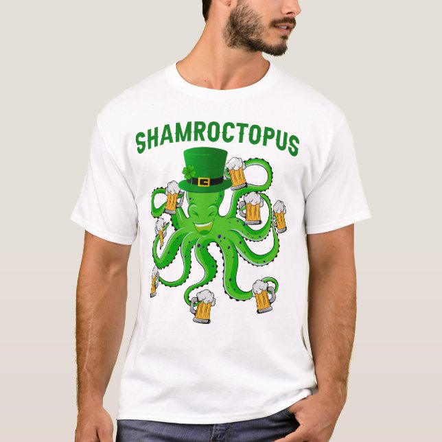 Shamroctopus Funny Animal Octopus Beer St Patricks T Shirt (Framsida)