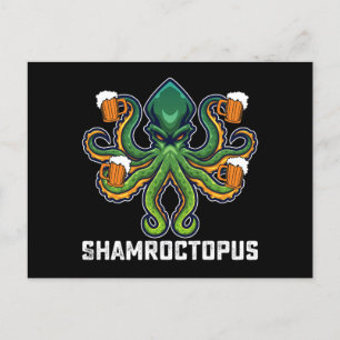 Shamroctopus Octopus Älskare St patrick's day Vykort
