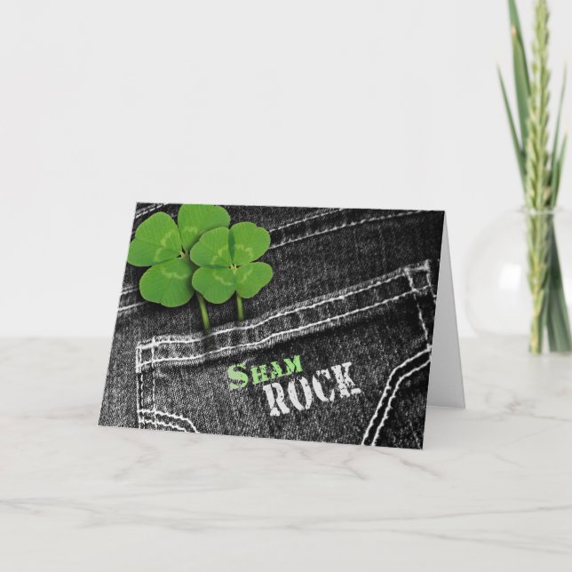 Shamrosks in Jeans Pocket St. Patrick's Kort (Framsida)